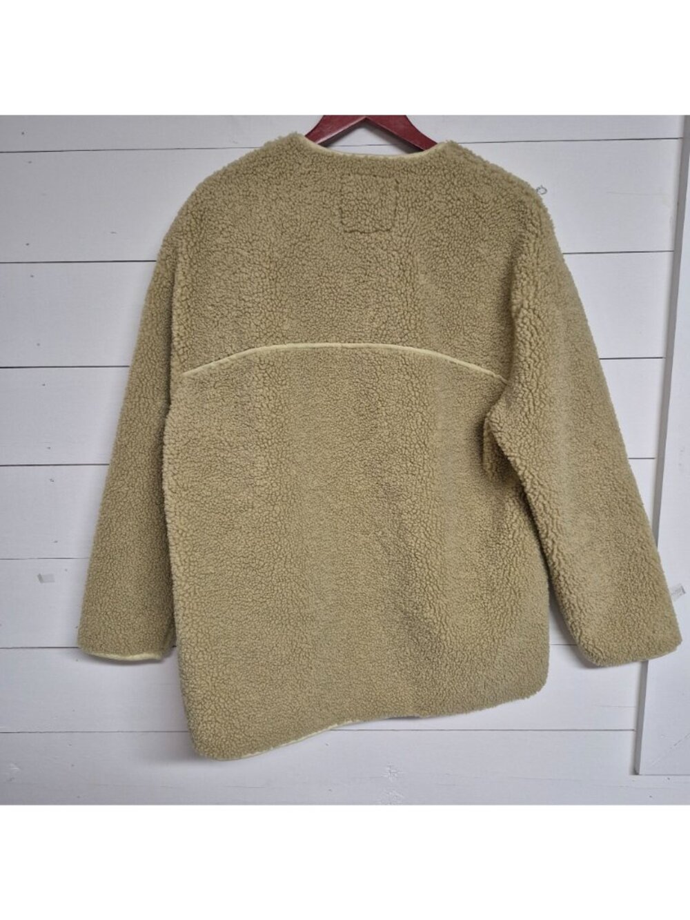 Zara Beige Faux Shearling Snap-Button Coat With Front Pockets - Picture 7 of 8